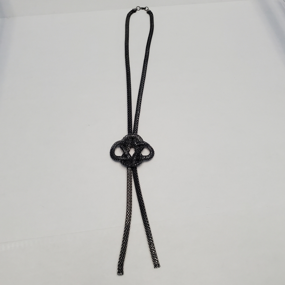 Vintage Mesh Metal Chain Mail Knot Necklace - Picture 2 of 6